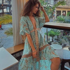 Wicked ASF Maisie High-Low Midi Dress in Mint Green - M